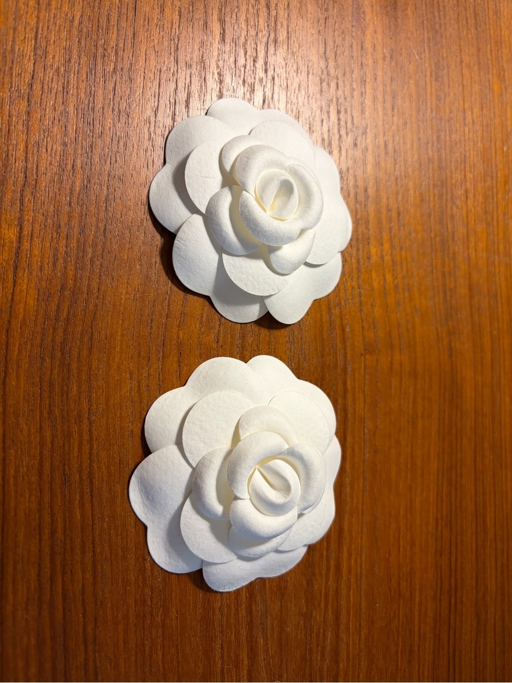 Two CHANEL White Camellia Roses